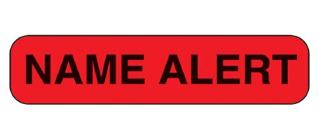Picture of Pre-Printed Label Barkley® Advisory Label Red Paper Name Alert Black Alert Label 3/8 X 1-5/8 Inch2303