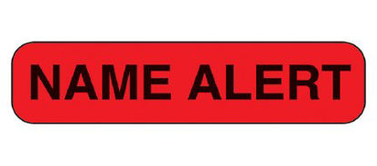 Picture of Pre-Printed Label Barkley® Advisory Label Red Paper Name Alert Black Alert Label 3/8 X 1-5/8 Inch2303