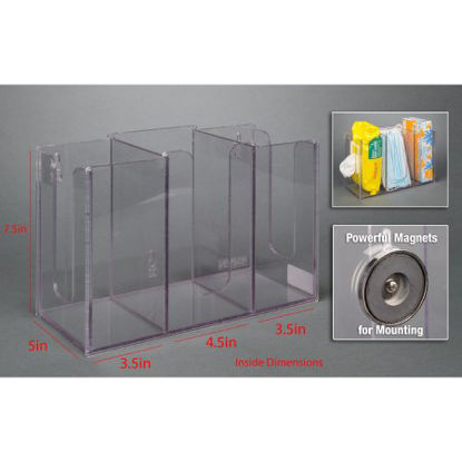 Picture of Multi Holder DECO Clear Acrylic Manual 3 Compartment Magnet MountMSKWIP-M