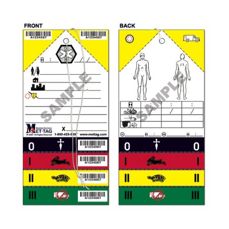 Picture of Triage Tag Mettag® For Emergency Sites White / Yellow / Green 4 X 8-1/4 Inch Blood / Water ProofMT-137