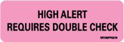 Picture of Pre-Printed Label Barkley® Warning Label Pink Paper High Alert Requires Double Check Black Alert Label 1 X 2-15/16 InchMV06FP6279