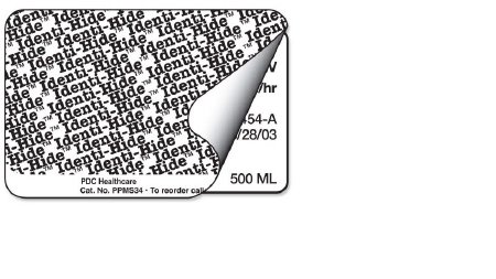 Picture of Pre-Printed Label Identi-Hide™ Chart Tab White Paper Hide Identi-Hide Black Protection Label 2 X 3 InchPPMS34