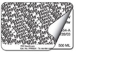 Picture of Pre-Printed Label Identi-Hide™ Chart Tab White Paper Hide Identi-Hide Black Protection Label 2 X 3 InchPPMS34