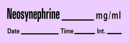 Picture of Drug Label Timemed Anesthesia Label Tape Neosynephrine_mg/mL Date_Time_Int Violet 1/2 X 1-1/2 InchAN-72