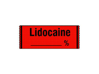 Picture of Drug Label Shamrock Anesthesia Label LIDOCAINE / _____ % Red 1/2 X 1 InchSA-36