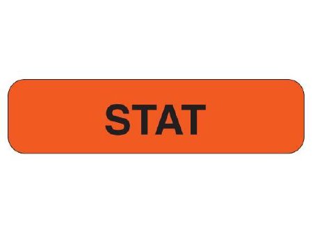 Picture of Pre-Printed Label Advisory Label Red STAT Black Alert Label 1-1/4 X 5/16 InchUPCR-1044