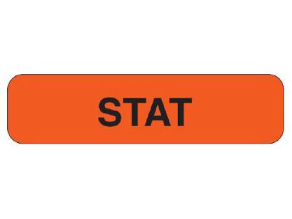 Picture of Pre-Printed Label Advisory Label Red STAT Black Alert Label 1-1/4 X 5/16 InchUPCR-1044