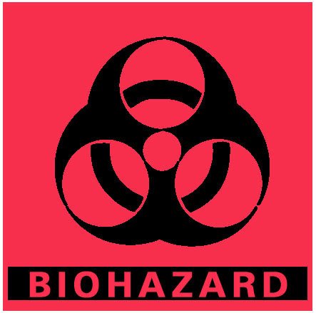 Picture of Pre-Printed Label Barkley® Warning Label Fluorescent Red Paper Biohazard / Symbol Black Biohazard 5 X 5 InchBH-55