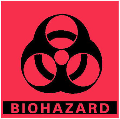 Picture of Pre-Printed Label Barkley® Warning Label Fluorescent Red Paper Biohazard / Symbol Black Biohazard 5 X 5 InchBH-55
