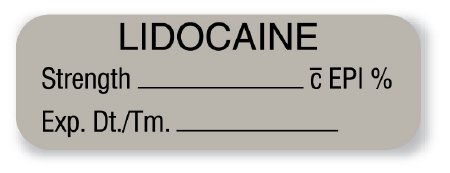 Picture of Drug Label UAL™ Anesthesia Label Lidocaine EPI Strength_% Exp Dt Tm Gray 1/2 X 1-1/2 InchULAM079
