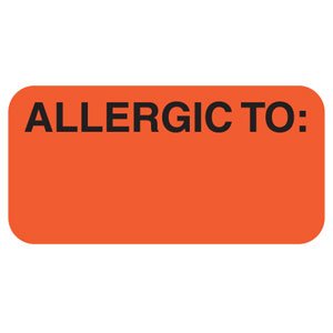 Picture of Pre-Printed Label Allergy Alert Red Allergic To: Black Alert Label 3/4 X 1-1/2 Inch40525