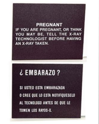 Picture of Door / Wall Sign Caution Bar-Ray® Pregnant: If You Are Pregnant, Or Think You May Be, Tell The X-Ray Technologist Before Having An X-Ray Taken61341
