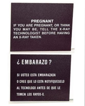 Picture of Door / Wall Sign Caution Bar-Ray® Pregnant: If You Are Pregnant, Or Think You May Be, Tell The X-Ray Technologist Before Having An X-Ray Taken61341