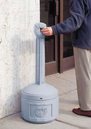 Picture of Smoking Receptacle Smoker's Cease-Fire® Round Gray HDPE Side Opening19018512