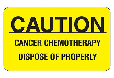 Picture of Pre-Printed Label Indeed Warning Label Yellow Paper Caution Cancer Chemotherapy Dispose of Properly Black Biohazard 1-1/2 X 2-1/2 Inch2301