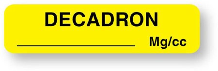 Picture of Drug Label UAL™ Anesthesia Label Decadron_mg/cc Yellow 5/16 X 1-1/4 InchULAM189