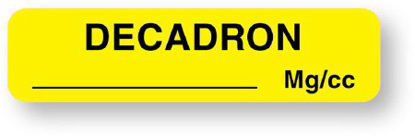 Picture of Drug Label UAL™ Anesthesia Label Decadron_mg/cc Yellow 5/16 X 1-1/4 InchULAM189