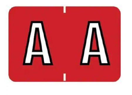 Picture of Pre-Printed Label Barkley® Chart Tab Red Laminated E E White Alpha Series 2 X 1-1/2 Inch901-34118