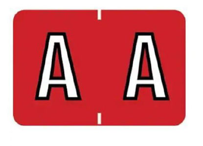 Picture of Pre-Printed Label Barkley® Chart Tab Red Laminated E E White Alpha Series 2 X 1-1/2 Inch901-34118
