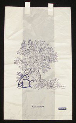 Picture of Bedside Bag Tidi® 3.13 X 6.5 X 11.38 Inch White / Blue Floral Print Plastic950234