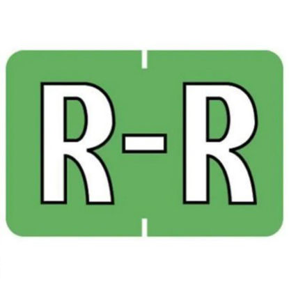 Picture of Pre-Printed Label Barkley® Chart Tab Green Laminated R R White Alpha Series 6 X 1-1/2 Inch901-34136