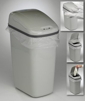 Picture of Trash Can Touch Free™ 7.3 gal. Rectangular Gray Polypropylene Motion Activated11394452