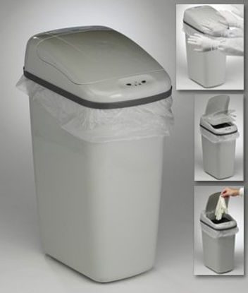 Picture of Trash Can Touch Free™ 7.3 gal. Rectangular Gray Polypropylene Motion Activated11394452