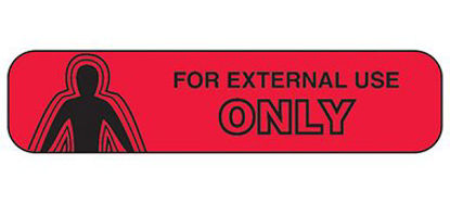 Picture of Pre-Printed Label Indeed Auxiliary Label Red Paper For External Use Only Black Safety and Instructional 3/8 X 1-5/8 Inch2018