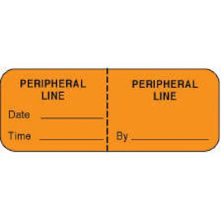 Picture of Pre-Printed Label Anesthesia Label Orange Paper Peripheral Line Black Syringe Label 3/4 X 2 Inch59704676