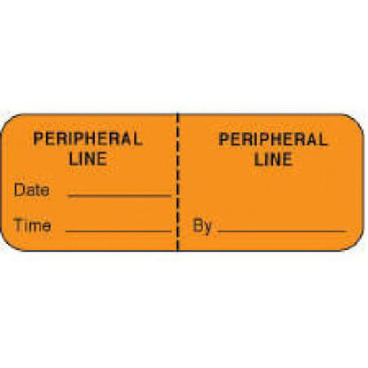 Picture of Pre-Printed Label Anesthesia Label Orange Paper Peripheral Line Black Syringe Label 3/4 X 2 Inch59704676