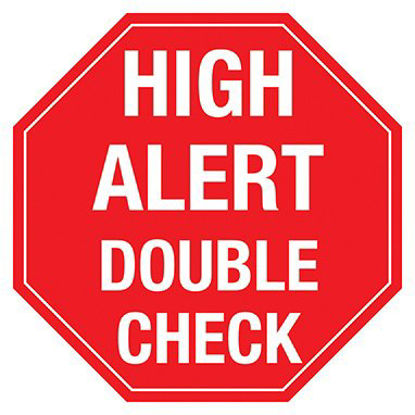 Picture of Pre-Printed Label Indeed Warning Label Red Paper High Alert Double Check White Alert Label 2 Inch8354