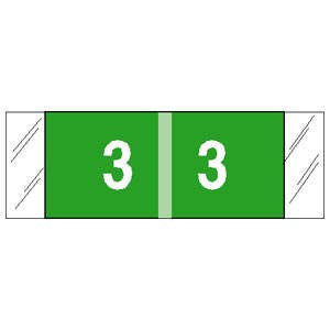 Picture of Pre-Printed Label COL'R'TAB® Chart Tab Green 3|3 White Numeric 1/2 X 1-1/2 Inch11853