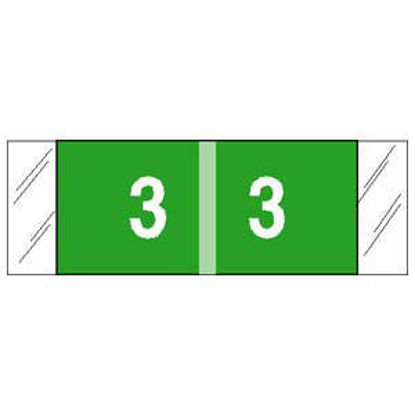Picture of Pre-Printed Label COL'R'TAB® Chart Tab Green 3|3 White Numeric 1/2 X 1-1/2 Inch11853
