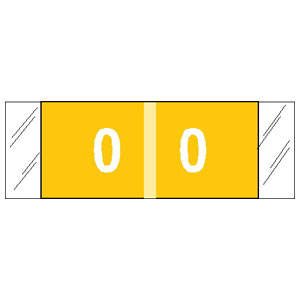 Picture of Pre-Printed Label COL'R'TAB® Chart Tab Yellow 0|0 White Numeric 1/2 X 1-1/2 Inch11850