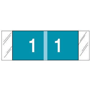 Picture of Pre-Printed Label COL'R'TAB® Chart Tab Blue 1|1 White Numeric 1/2 X 1-1/2 Inch11851