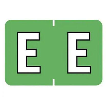 Picture of Pre-Printed Label Barkley® Chart Tab Green Laminated E E White Alpha Series 3 X 1-1/2 Inch901-34122