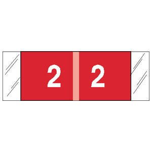 Picture of Pre-Printed Label COL'R'TAB® Chart Tab Red 2|2 White Numeric 1/2 X 1-1/2 Inch11852