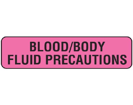 Picture of Pre-Printed Label Shamrock Laboratory Use Pink Vac BLOOD/BODY / FLUID PRECAUTIONS Black Lab / Specimen 5/16 X 1-1/4 InchUPCR-1004