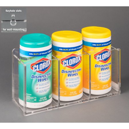 Picture of Wipe Tub Holder Clear Acrylic Manual 3 Wipe Canisters Countertop3WIPTUB4.5-W