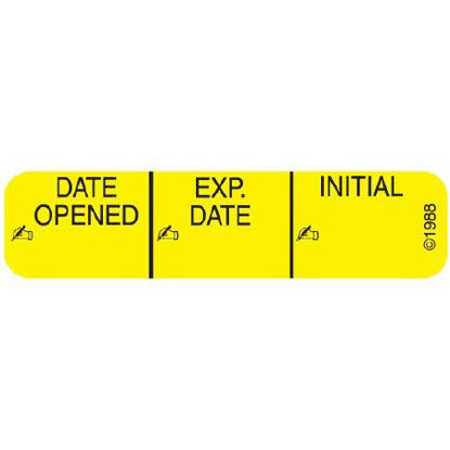 Picture of Pre-Printed / Write On Label Pharmex® Communication Fill In Yellow Paper Date opened_Exp Date_ Int_ Black Medication Instruction 3/8 X 1-9/16 Inch1-370