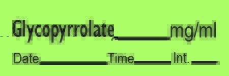 Picture of Drug Label Timemed Anesthesia Label Tape Glycopyrrolate mg/mL Date_Time_Int_ Green 1/2 X 1-1/2 InchAN-9