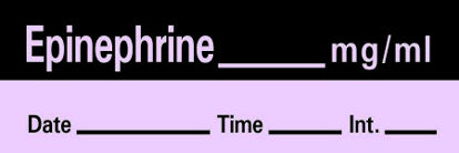 Picture of Drug Label Timemed Anesthesia Label EPHEDrine_mcg/mL date_time_int_ Violet 1/2 X 1-1/2 InchAN-6