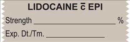 Picture of Drug Label UAL™ Anesthesia Label Tape Lidocaine Strength_% Exp dt Tm_ Gray 1/2 X 1-1/2 InchULTA211