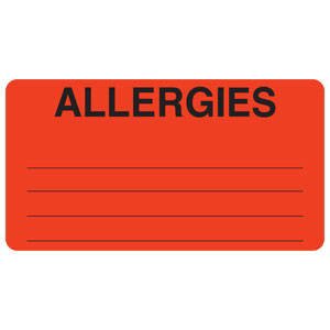 Picture of Pre-Printed Label Allergy Alert Red ALLERGIES Alert Label 1-3/4 X 3-1/4 InchMAP1630