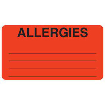 Picture of Pre-Printed Label Allergy Alert Red ALLERGIES Alert Label 1-3/4 X 3-1/4 InchMAP1630