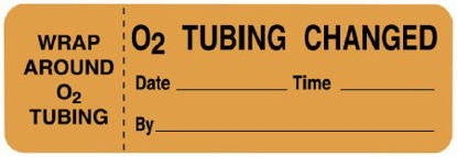 Picture of Pre-Printed Label Communication Fill In Orange Paper O2 Tubing Change Date___Time__ 1 X 3 InchULOX412
