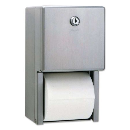 Picture of Toilet Tissue Dispenser Bobrick Satin Finish Stainless Steel Manual Pull Double Roll Surface MountBOB2888