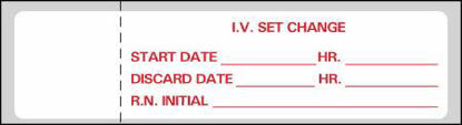 Picture of Pre-Printed Label Timemed Instructional Label White Paper IV Set Change Black Syringe Label 3/4 X 3 InchN-240