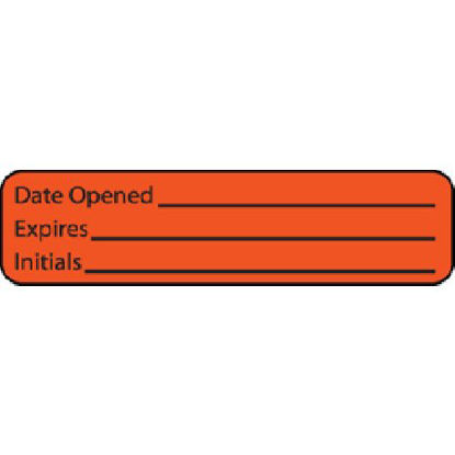 Picture of Pre-Printed / Write On Label MedVision® Communication Fill In Orange Paper DATE OPENED____/EXPIRE___/Initials Black Quality Control Label 5/16 X 1-1/4 InchMV01FO1939