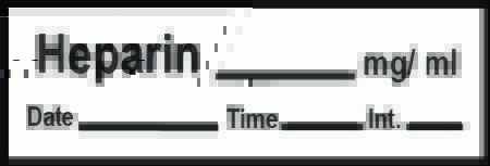Picture of Drug Label Timemed Anesthesia Label Heprarin_mg/mL Date_Time_Int- White 1/2 X 1-1/2 InchAN-10